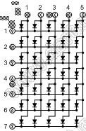 BJ1057BG матрица светодиодная точечная; 1,2"; зеленый; общий анод; 13/3/11,4/10/6; 39,1x23,0мм; 5x7 (точек); d точки=3,0мм; P=4,60мм; габариты 23x39,1x8мм