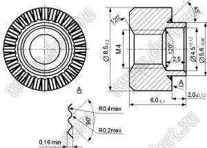 БА8.226.314-17 (ЮПИЯ.713361.002-17, BONR-М4D8.5H4, BON460HS1-20) втулка резьбовая резьбовая развальцовочная (бонка) сквозная; сталь оцинкованная; сталь оцинкованная; М4; H=4,0мм