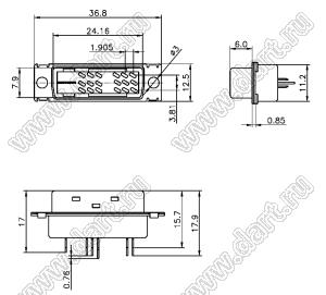 DS1086 (5518P-18-5M15) разъём DVI, вилка на кабель 18 контактов + 1