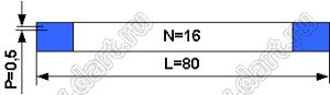 BLFPC P0,5 16PIN 80mm шлейф плоский сверхтонкий FFC/FPC; 16; длина 80мм; контакты на одной поверхности