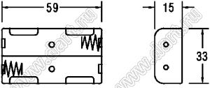 BH321-2A150 отсек батарейный; AAx2; 59x15x33мм; c проводами 150мм; открытый