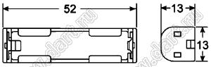 BHC-411A отсек батарейный; AAAx1; 52x13x13мм; c проводами 150мм; открытый