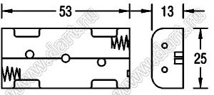 BH421-3D отсек батарейный; AAAx2; 53x13x25мм; с лепестками под провод; открытый