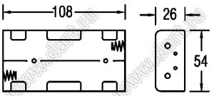 BH242-1D (SN-24-1) отсек батарейный; Cx4; 108x26x54мм; с лепестками под провод; открытый