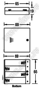 SBH-341-1A150 отсек батарейный; A150A150x4; 68x65x19мм; c проводами 150мм; закрытый