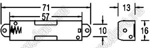 BH311-3P отсек батарейный; AAx1; 71x13x16мм; с выводами в плату; открытый