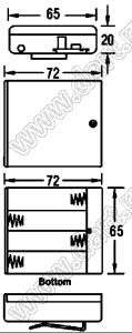 SBH-341-2A150 отсек батарейный; A150A150x4; 72x65x20мм; c проводами 150мм; закрытый