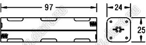BH482D отсек батарейный; AAAx8; 97x24x25мм; с лепестками под провод; открытый