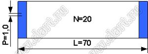 BLFPC P1,0 20PIN 70mm шлейф плоский, шаг 1,0мм 20 жил длина 70мм, контакты на одной поверхности