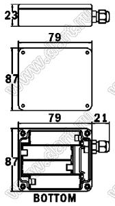 SBH-341-5A150 отсек батарейный; A150A150x4; 79x87x23мм; c проводами 150мм; закрытый