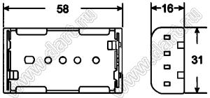 BHC-321A150 отсек батарейный; A150A150x2; 58x16x31мм; c проводами 150мм; открытый