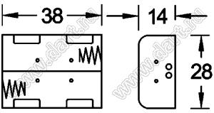 BH521P отсек батарейный; Nx2; 38x14x28мм; с выводами в плату; открытый