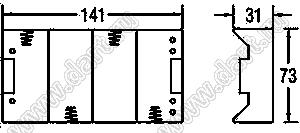 BH143-1D отсек батарейный; Dx4; 141x31x73мм; с лепестками под провод; открытый
