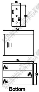 SBH-431P отсек батарейный; AAAx3; 54x15x38мм; с выводами в плату; закрытый