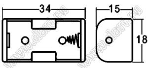 BH1/2AA-2P отсек батарейный; 1/2AAx1 (CR14250); 34x15x18мм; с выводами в плату; открытый