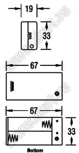 SBH-321-3A150 отсек батарейный; A150A150x2; 67x33x19мм; c проводами 150мм; закрытый