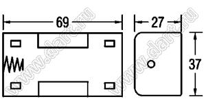 BH111-1D отсек батарейный; Dx1; 69x27x37мм; с лепестками под провод; открытый