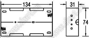 BH142-1A отсек батарейный; Dx4; 134x31x74мм; c проводами 150мм; открытый