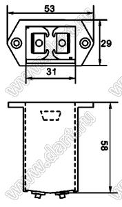 SBH-9V-1 отсек батарейный; 9Vx1; 58x53x29мм; для крепления на панель; закрытый