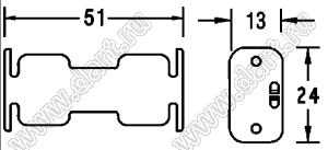 BH422-1D отсек батарейный; AAAx2; 51x13x24мм; с лепестками под провод; открытый