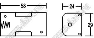 BH211-1A отсек батарейный; Cx1; 58x24x29мм; c проводами 150мм; открытый