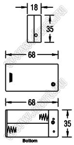 SBH-321-2A150 отсек батарейный; A150A150x2; 68x35x18мм; c проводами 150мм; закрытый