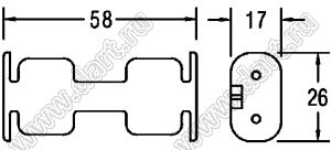BH322-1D отсек батарейный; AAx2; 58x17x26мм; с лепестками под провод; открытый