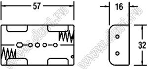 BH321-5P отсек батарейный; AAx2; 57x16x32мм; с выводами в плату; открытый