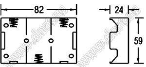 BH232D отсек батарейный; Cx3; 82x24x59мм; с лепестками под провод; открытый