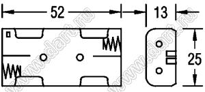 BH421-4D отсек батарейный; AAAx2; 52x13x25мм; с лепестками под провод; открытый