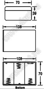 SBH-131A отсек батарейный; Dx3; 108x70x39мм; c проводами 150мм; закрытый