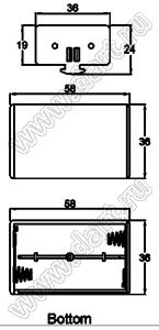 SBH-321-4A150 отсек батарейный; A150A150x2; 58x36x24мм; c проводами 150мм; закрытый