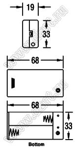 SBH-321-1A150 отсек батарейный; A150A150x2; 68x33x19мм; c проводами 150мм; закрытый