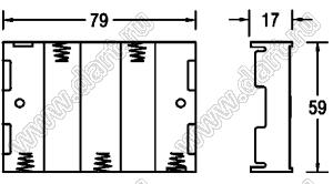 BH351D отсек батарейный; AAx5; 79x17x59мм; с лепестками под провод; открытый