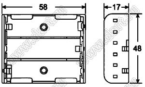 BHC-331A150 отсек батарейный; A150A150x2; 58x17x48мм; c проводами 150мм; открытый