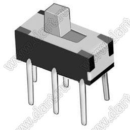 MS-22D16-G2 (MSS-22D18-2H, MSK-04A-G2, IS-1250) переключатель движковый 2P2T миниатюрный