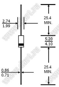 1N4001G (DO-41) диод выпрямительный общего назначения 50V / 1A в корпусе DO-41