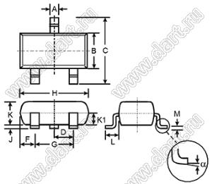 BZX84C5V1 стабилитрон; корпус SOT-23; Vz1 при Izt1 5мА 5,1В (ном.); ±5%; 0,225Вт