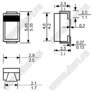 SM5397 (SMA/DO-214AC) диод выпрямительный общего назначения 600V / 1.5A для поверхностного (SMD) монтажа  в корпусе SMA/DO-214AC