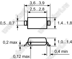 BZT52B7V5 (SOD-123) стабилитрон; корпус SOD-123; ±2%; 0,5Вт; Vz при Izt=7,5В