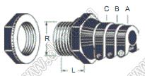 BG-19S фланец проходной; G(PF) 1/2; A=5мм; B=7мм; C=9мм; R=20,955мм; PVC; черный; Tраб.=-20...+60°C