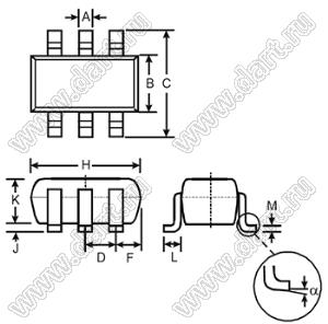 BZX84C36TS три изолированных стабилитрона; корпус SOT-363; 36,0В; ±10%; 0,2Вт