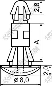 RCA-6.4 фиксатор платы с двумя защелками; A=6,4мм; D=3,0мм; S=1,6мм; 4,0; t=0,8...1,6мм; нейлон-66; натуральный