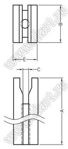 LED3x13-1 держатель 3-x выводного светодиода на плату прямой; A=13,0мм; B=7,0мм; C=0,8мм; D=3,5мм; нейлон-66 (UL); натуральный