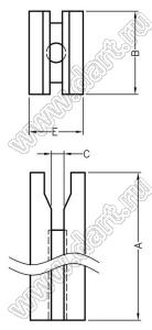 LED3x16-1 держатель 3-x выводного светодиода на плату прямой; A=16,0мм; B=6,0мм; C=0,9мм; D=3,9мм; нейлон-66 (UL); натуральный