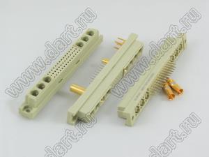 9001-924206W1С00PA (DIN 41612-42ABC-FS) розетка прямая с 42 конт. на 2А и 6 коакс. или силовыми конт. 1+3-х рядная; 42-конт.; 6-конт.; P=2,54мм