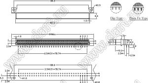 9001-A44161C00PL2A (DIN 41612-16AB-FR) розетка угловая с замком в плату толщиной 2,8…3,2 мм 2-х рядная; 16-конт.; P=5,08мм