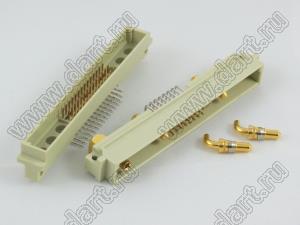 9001-917802С00DA (DIN 41612-78ABC-MR) вилка угловая с 78 конт. на 2А и 2 коакс. или силовыми конт. 1+3-х рядная; 78-конт.; 2-конт.; P=2,54мм