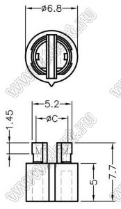 LEDF-3 держатель прямой двухвыводного 5-мм светодиода на плату; нейлон-66 (UL); C=4,2мм; натуральный