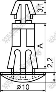 RCM-15 фиксатор платы с двумя защелками; A=15,2мм; D=4,0мм; S=1,2...1,7мм; d отв.=5,5мм; t=0,8...1,6мм; нейлон-66; натуральный